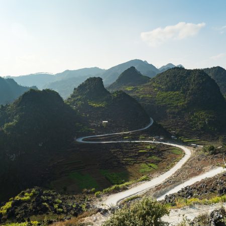 Ha Giang Landscape In Northern Vietnam. Popular Ha Giang Loop Tour Route Scenery